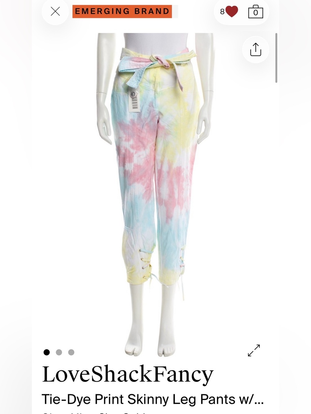 LoveShackFancy Pastel Tie-Dye Skinny Leg Pants in Pink, Blue & Yellow